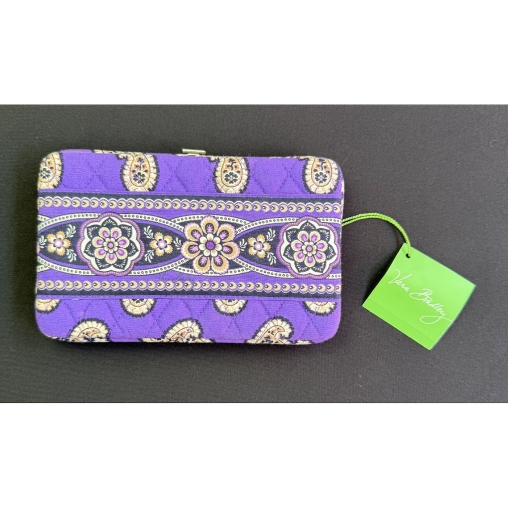 NEW Vera Bradley Opera Style Clutch Snap Kiss Wallet Simply Violet Hard Shell